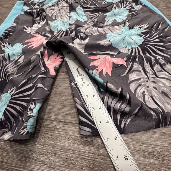 Hurley Board Shorts 32 Mens Blue Floral Swim Trunks Surfing Surfer Palm Hawaiian - Picture 9 of 9